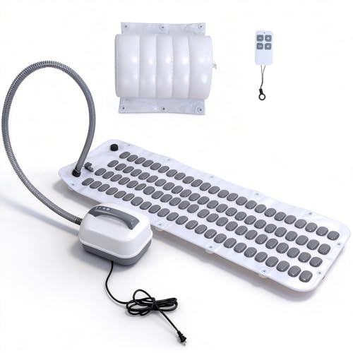sxvbdway Portable Spa Bubble Massage Mat, Bubble Bath Mat with Non-Slip Suction Cup & Pillow, Electric Air Pump,6-Speed Adjustable, Remote Control for Ultimate Relaxation ﻿ White