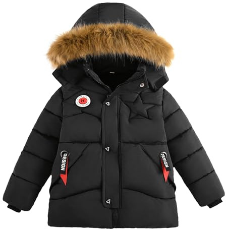 SEAUR Manteaux Enfant Garçon Doudoune Chaud Veste d'hiver Automne Parka Matelassée Doublée avec Capuche Fermeture Éclair 3-10 ans