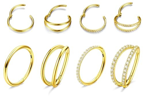 xolear 10 st näspiercing set, Nostril Piercing kirurgiskt stål, näsa örhängen i rostfritt stål, ringsmycken för kvinnor och män, 6/8/10/12/14 mm