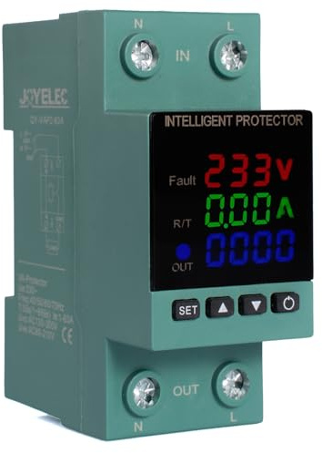 JOYELEC Contatore di Corrente Energia Elettrica, Misuratore Consumo Elettrico,230V 63A Display consumo energetico, potenza,tensione e corrente，Protezione contro sovratensione e sottotensione(N))