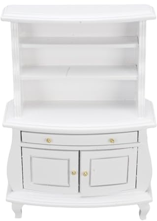 SIXRUN Bibliothèque Miniature de Maison de Poupée, Accessoire Fonctionnel Méticuleusement détaillé pour la Décoration de la Maison, (White)