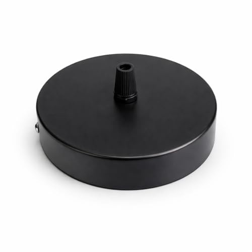 PUNTO ES LIGHTING Rosetón Techo Negro 100 x 25 mm – Florón y Soporte para Lámpara, 1 Pieza con Kit de Instalación en Acero 0,7 mm con Accesorios para Lámparas Colgantes Interior