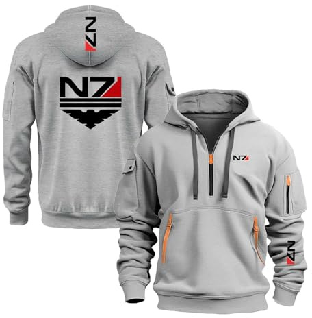 LPPALsjd Felpa con Cappuccio Stampata da Uomo per Giacca Allenamento N..7 Mezza Cerniera Manica Lunga Abbigliamento Sportivo Semplice Capispalla Primavera-QHSe||x_l