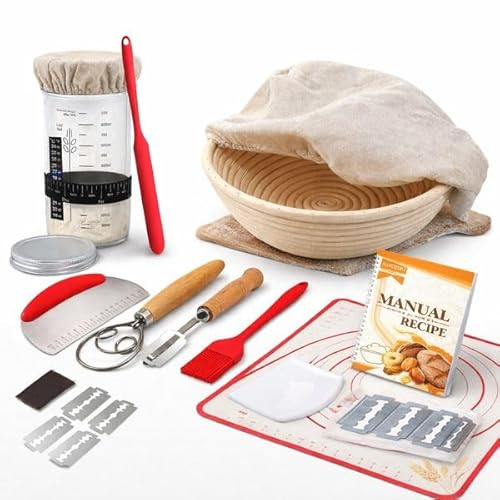 Cestino lievitazione pane 1 kg in rattan naturale – Kit pane per lievitazione perfetta, crosta artigianale, ideale per pane fatto in casa – DOUGHMASTER