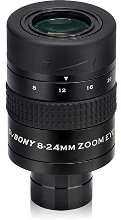 Svbony SV171 Ocular Telescopio Zoom, 8-24mm 1.25pulgadas FMC 7 Elementos Hilo de Filtro Oculares con Zoom, Oculares para Telescopios Astronómicos Observación del Planeta Luna