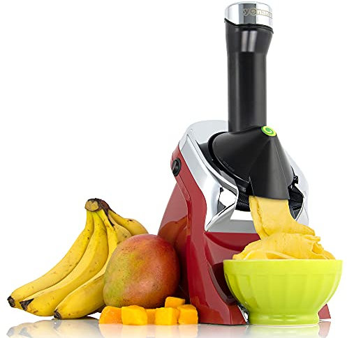 Yonanas 988RD - Máquina de servir suave de frutas congeladas sin lácteos, vegana, incluye 75 recetas, 200 W, rojo