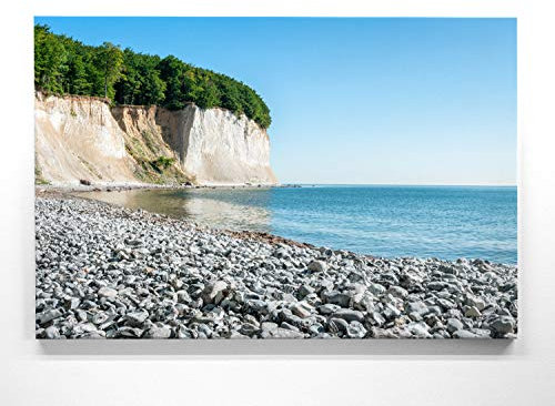 BilderKing Atemberaubendes Ostsee Leinwand-Bild 90x60cm, Motiv Rügen Kreidefelsen. Ein einzigartiges Wandbild als Deko für Wohnzimmer, Schlafzimmer, Küche. Aufgespannt auf Holzrahmen