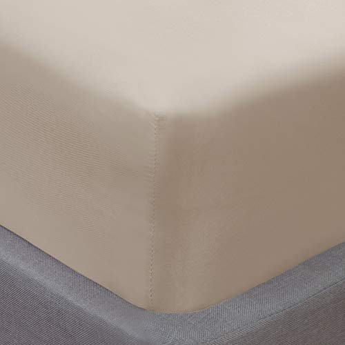 Sleepdown Super Soft Plain Dye Fitted Sheet Thermal Warm Cosy Bedsheet Bed Linen - Natural, King