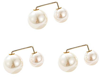 ikasus 3 Stück Perle Brosche Clips Pullover Schal Clips Strickjacke Clip Kragen Kleider Clip Sicherheit Knöpfe Kragenclip Schalclip Hemdclip für Frauen Mädchen Bluse Kleider Jacke Hut Dekoration, Weiß