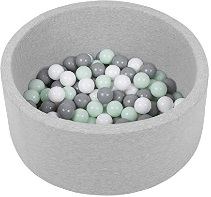 SELONIS Bällebad Bällepool Für Baby Kinder 70X30cm/150 Bälle Rund, Hellgrau: Weiß/Grau/Minze