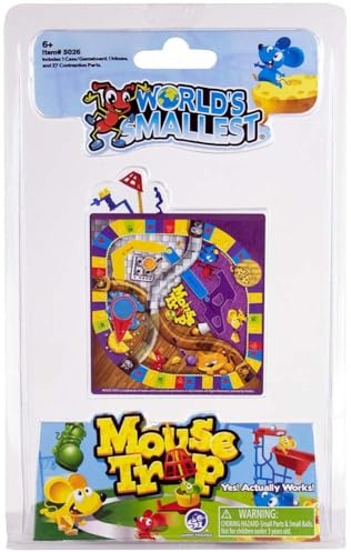 World's Smallest Mouse Trap Game, Miniature Gameboard, Mouse & 27 Parts with Pocket Sized Case, Classic Mouse Trap Game, 1-2 players, Portable Travel Toy for Kids & Collectors, Ages 6+