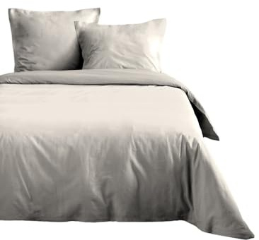 Lovely Casa - Copripiumino -Misura 240 x 220 cm - 100% cotone certificato Oeko-Tex - Colore Avorio - Modello Eden - Biancheria da letto per la casa - Ideale letto matrimoniale Queen Size o Standard