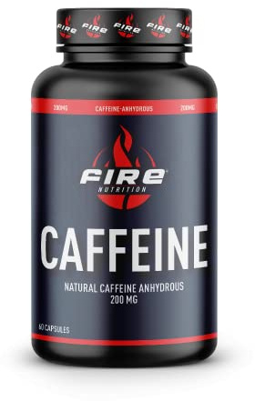 Fire Nutrition - Caffeine 60 Caps - 200 MG por Caps - Natural Caffeine Anhydrous - Cafeina Anhidra Natural - 100% Cafeina - 100% Caffeine -