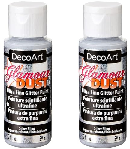 Deco Art Glamour Dust Glitter Acrylic Paint, Silver Bling, 59 ml (Pack of 2)