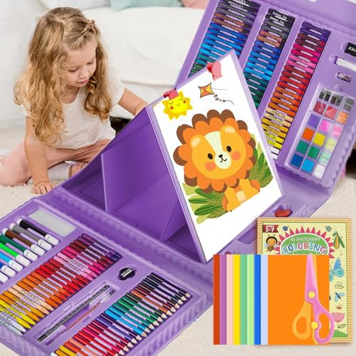 PENCCOR Premium Malset Deluxe – 208-teilig – Malkoffer für Kinder Anfänger Tolles-Buntstifte Set, Wasserfarben, Ölpastellfarbe, zeichenstifte, Bleistifte als Zeichenset Geschenk Kinder