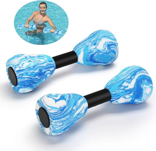 Camouflage Aquatic Dumbbells,2Pcs Foam Water Weights Aerobic Exercise Fitness Equipment Dumbbells, Pool Resistance Swimming Training for Adults/Kids/Men/Women Weight Loss, Beginner Swimming Training (Blue)