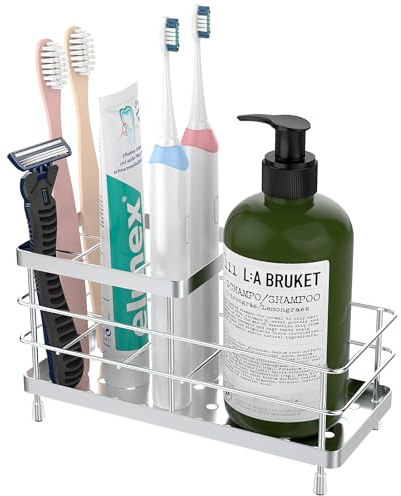 Luxspire Toothbrush Holders for Bathroom, Stainless Steel, 6 Slots, Silver