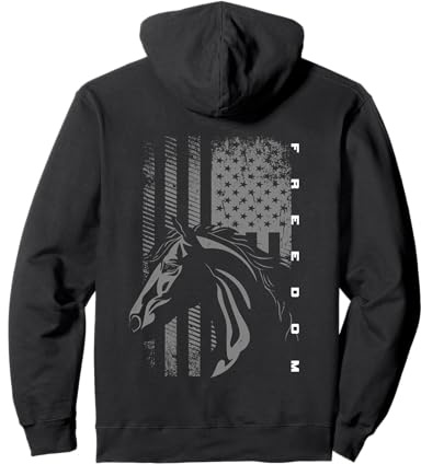 American Flag Horseback Riding Apparel - Horse Pullover Hoodie