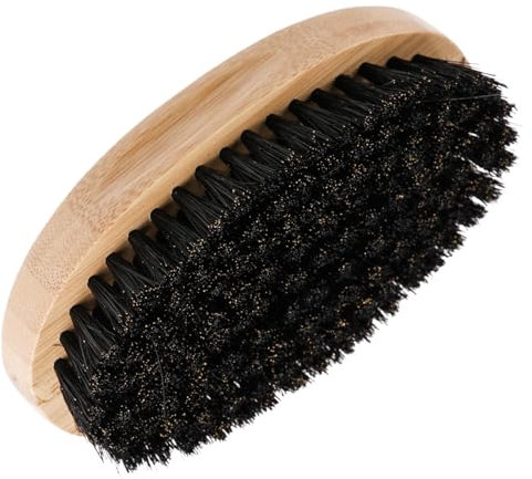 Boar Bristles Small Beard Brush for Men-Made of He Mu Sprays Black Paint with Fully Firs-Cut Boar Hair - Perfect for Beard Care and Soft Hair Brush - Works Well with Beard Oils (Black Color)