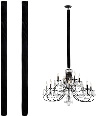 NICENEEDED 2 Funda de Tela para Cable de Lámpara de Araña, Manguito de Cadena de Tela de Terciopelo para Gestión de Cables de 47.2 Pulgada