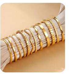 JeweBella 12 Pièces Bague Acier Inoxydable Femme Bague Femme Or/Argent Plaqué Or 18K Inaltérables & Imperméables Bagues de Pouce 1-2MM Minimaliste Fin Bagues Empilables Taille 49-64