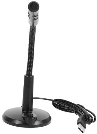 POPETPOP Microphone USB Réglable Base pour Ordinateur Portable, Mini Micro De Discussion à 360 Degrés, Suppression du Bruit, Compatible Pc Jeu Streaming Conférence Professionnelle, Noir