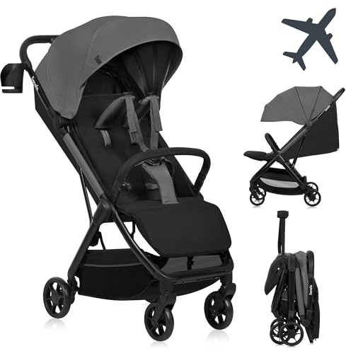Lionelo Julie Air Buggy bis zu 22 kg von 6 m bis 4 Jahre Für Flugzeug Schwenkräder 360° Federung Einhand-Faltmechanismus Rückenlehnenverstellung Verdeck LSF50+, Leichtgewicht