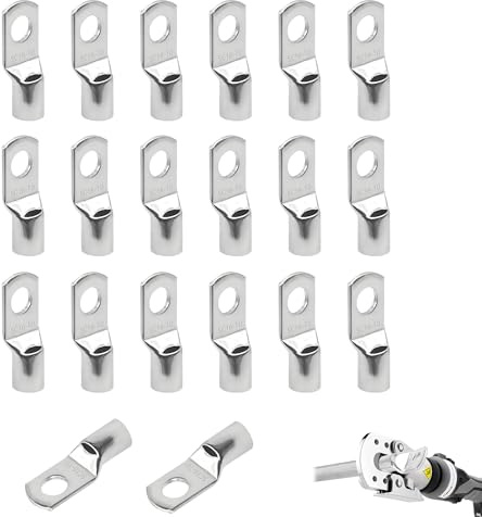 20Pcs Battery Terminal Connectors, SC16-10 Cable Lugs, M10 SC Lug Terminal Set, 16mm² Copper Battery Lugs, Tinned Car Battery Terminals, Ring Terminals for Car, Auto, Marine Electrical Application