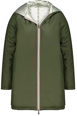 Deeluxe - Blouson KALIVIA pour Femme mi-long tendance réversible 2-en-1 Face mate et Face métallisée Capuche Coupe droite style casual - Taille M