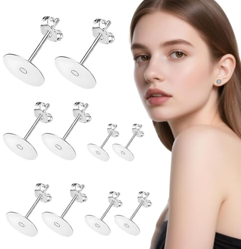 GNALIA Farfalline Per Orecchini In Argento Sterling 925, 10 Chiusure A Farfalla + 10 Pernini, Diametri 3Mm 4Mm 5Mm 6Mm 8Mm, Ipoallergenici Per Creazione Gioielli Fai Da Te, Colore Argento
