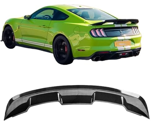 Rear Trunk Spoiler Wing Compatible with 2015-2024 Mustang V6/V8/Shelby/GT/EcoBoost 2-Door Coupe Models, GT500 GT350 Style Car Spoiler Wing for Mustang Decklid Lip Wing Carbon Fiber
