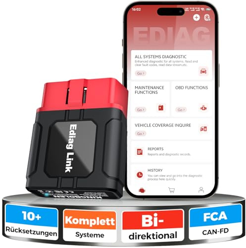 KINGBOLEN Ediag Link OBD2 Auto Diagnostica Multimarca per Sistema Completo, 10+ Funzioni di Reset, Bidirezionale Diagnosi Auto Bluetooth Professionale in Italiano, Aggiornamento Gratuito per Sempre