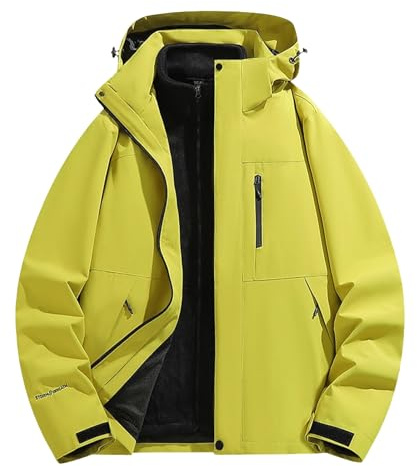 Giacca a vento da uomo e da donna, invernale, 3 pezzi, rimovibile, set da 2 pezzi, tuta da alpinismo, giacca in pile per la caccia, verde, XXL