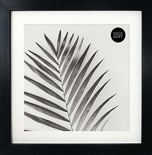 pf+a REAL GLASS 10x10 For 8x8 Black Square Picture Frame - 8x8 Black Photo Frame With Mount - Wall and Tabletop Display