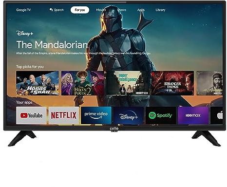 Cello Google 32 inch Smart Android TV with Freeview Play, Google Assistant, Disney+, Netflix, Apple TV+, Prime Video. Made in the UK