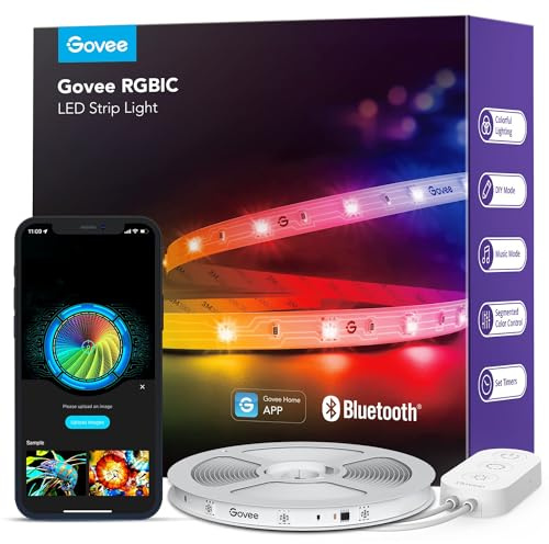 Govee RGBIC LED Strip Lights, Smart LED Lights for Bedroom, Bluetooth LED Lights APP Control, DIY Multiple Colors on One Line, Color Changing LED Strip Lighting Music Sync, Home Decor, 16.4ft