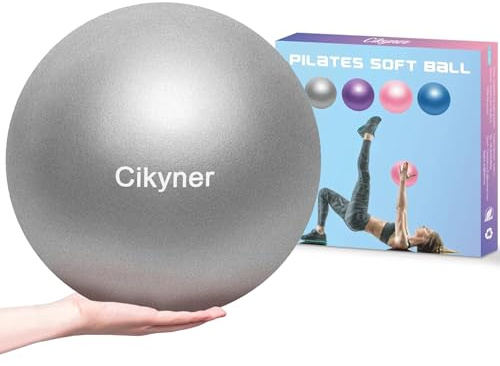 Cikyner Soft Pilates Ball, Small Exercise Ball 9 Inch Mini Gym Ball with Inflatable Straw, Suitable for Pilates, Yoga, Full Body Training, Physical Therapy and Balance improving at Home, Gym & Office