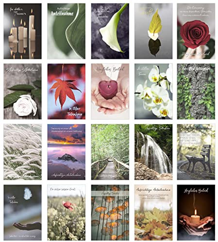 Edition Seidel Set 20 Premium Trauerkarten/Beileidskarten mit Umschlag. Trauerkarte Beileidskarte mit Spruch schreiben (Doppelkarten/Klappkarten mit Briefumschlag) (SW02)