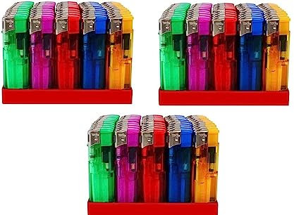 BOX 150 ACCENDINI A SCATTO ELETTRONICO RICARICABILE TRASPARENTE COLORI VARI