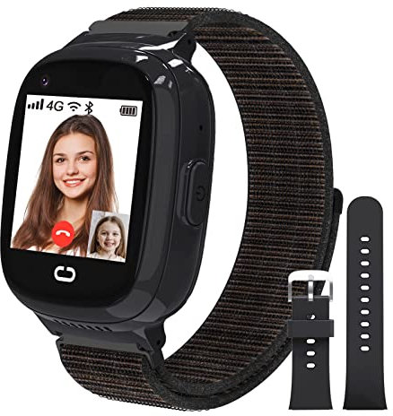 PTHTECHUS 4G Smart Watch for Kids with SIM Card, Kids Phone Smartwatch GPS Tracker, Call, Voice & Video Chat, Alarm, Camera, SOS, Touch Screen WiFi Music Wrist Watch for 4-12 Boys Girls