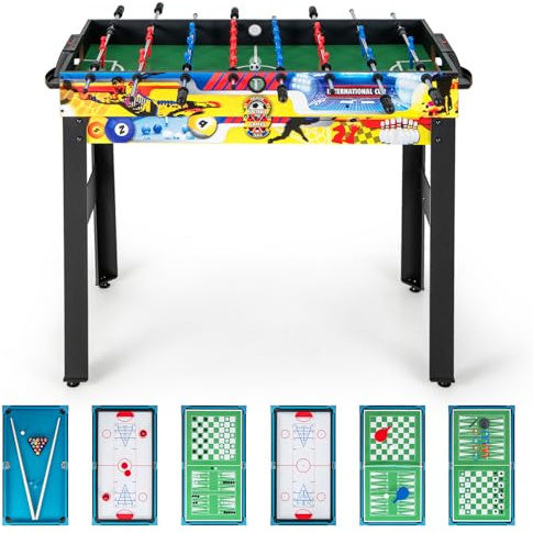 RELAX4LIFE 12 IN 1 Tavolo da Gioco Multifunzionale, Set da Tavolo Multigioco Calcio Balilla Ping Pong Air Hockey Scacchi Bowling, per Casa Ufficio Bar