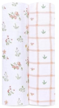 aden + anais™ essentials cotton muslin 2 pack swaddle blanket elephant circus (Country floral)