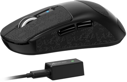 ATTACK SHARK R6 Kabellose 8-kHz-Gaming-Maus, SUPERLEICHT 39g, Nordic 52840 MCU, PixArt PAW3950MAX-Sensor, BT/2,4 G/kabelgebunden, 6 einstellbare DPI bis zu 42000, 250-mAh-Akku, PC/Mac(Schwarz + Band)