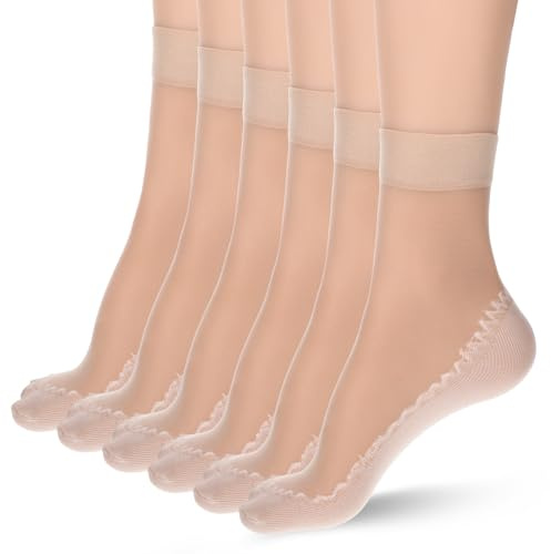 HekouJiub 12 Paia Calze di Nylon da Donna Trasparenti Calzini Tradizionali Calze Corti Antiscivolo da Donna Trasparenti Alla Caviglia Calzini Antiscivolo (Colore Della Pelle)