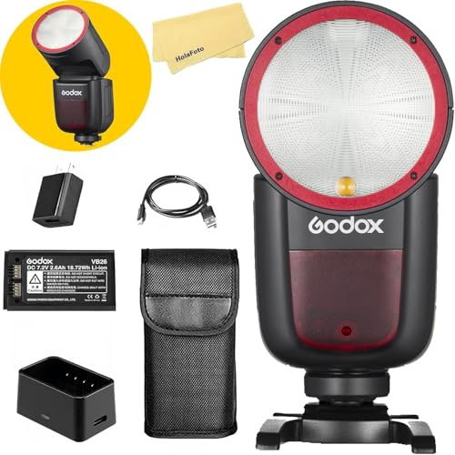 Godox V1 V1-S V1S Camera Flash for Sony Flash Speedlight Speedlite,76Ws 2.4G TTL1/8000 HSS,480 Full Power Shots,1.5s Recycle Time,7.2V/2600mAh Li-ion Battery,10 Levels LED Modeling Lamp(USA Version)