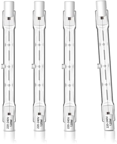 Unibulb Halogen Floodlight Light Bulb R7S J118 118mm Linear 2250 lumens 120W 2900K (Warm White) Dimmable - Pack of 4