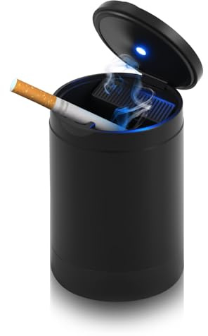 New Separate Car Ashtrays for Cup Holder Smell Proof,Portable Car Ash Tray with Led Light & Cigarette Holder,Multi-Functional Cars Ashtray with Lid as Cars Trash Can