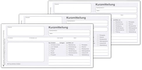 Kurzmitteilung - Block mit 50 vorgedruckten Blättern, 3 Stück