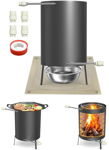 UISEBRT Calefacción de piscina con fuego de leña – Barril de fuego de acero inoxidable 100% con espiral de calefacción de diámetro 32/38 mm de diámetro, conexión de estufa de piscina, calentador de