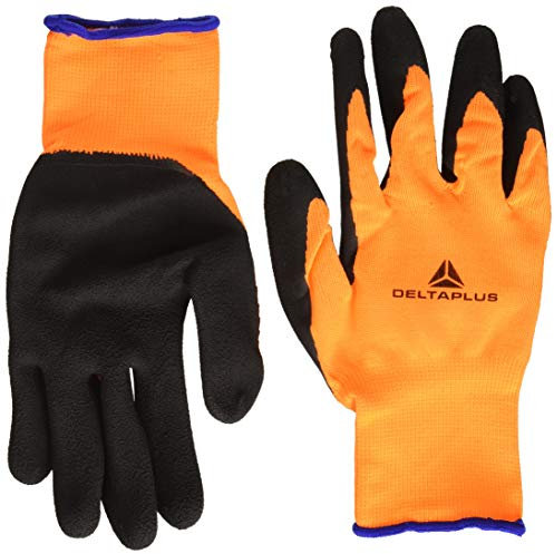 Delta Plus( DPVV733OR10) gants en polyester avec revêtement en mousse latex sur la paume de la main Orange fluo/noir / taille 10